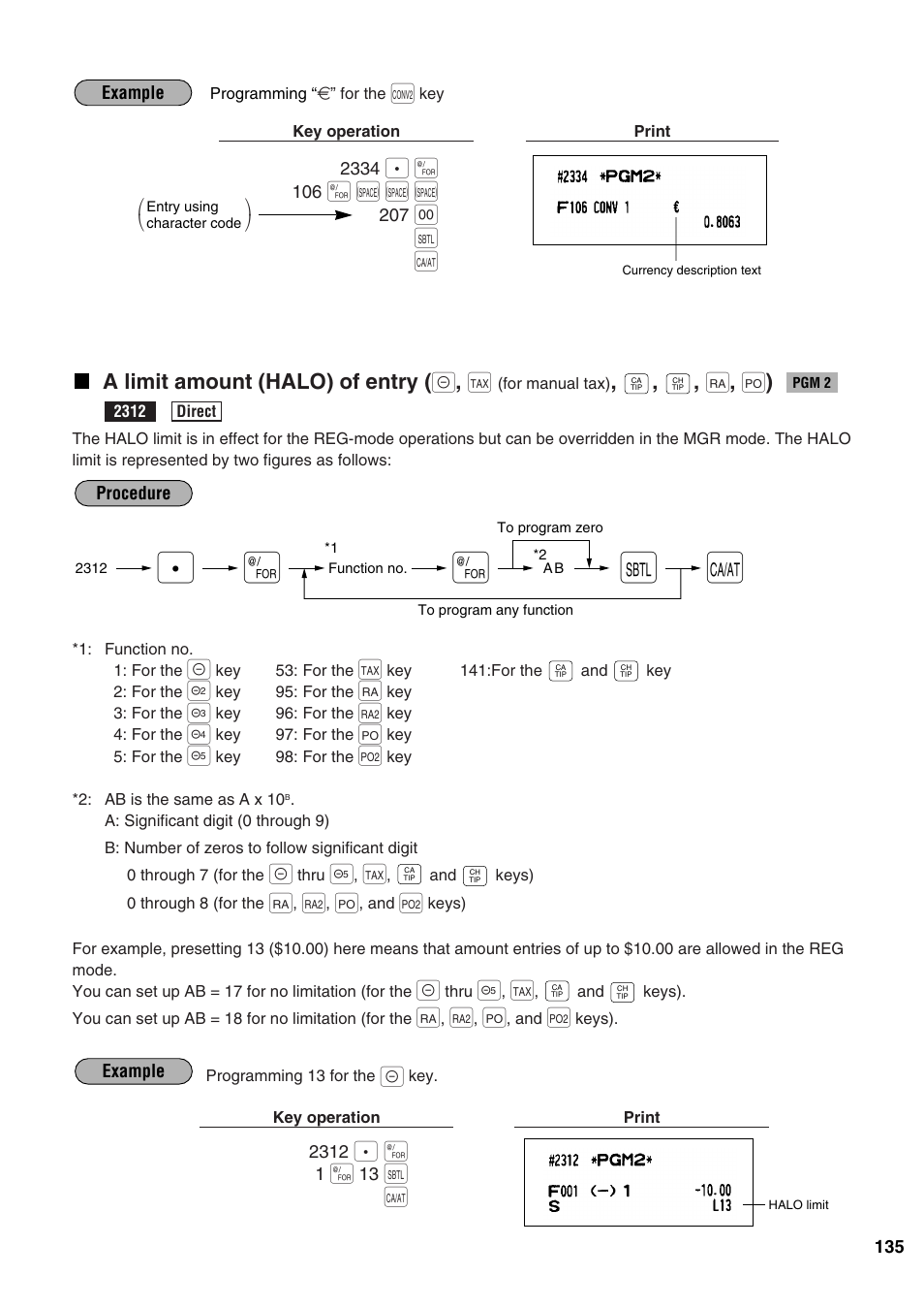 º t ç, A limit amount (halo) of entry | Sharp ER-A520 User Manual | Page 137 / 229