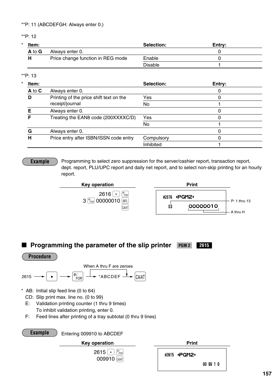 Programming the parameter of the slip printer | Sharp ER-A520 User Manual | Page 159 / 229