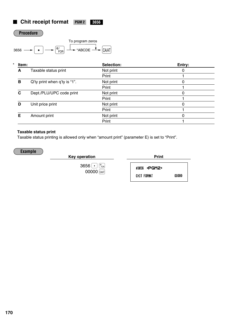 Chit receipt format | Sharp ER-A520 User Manual | Page 172 / 229