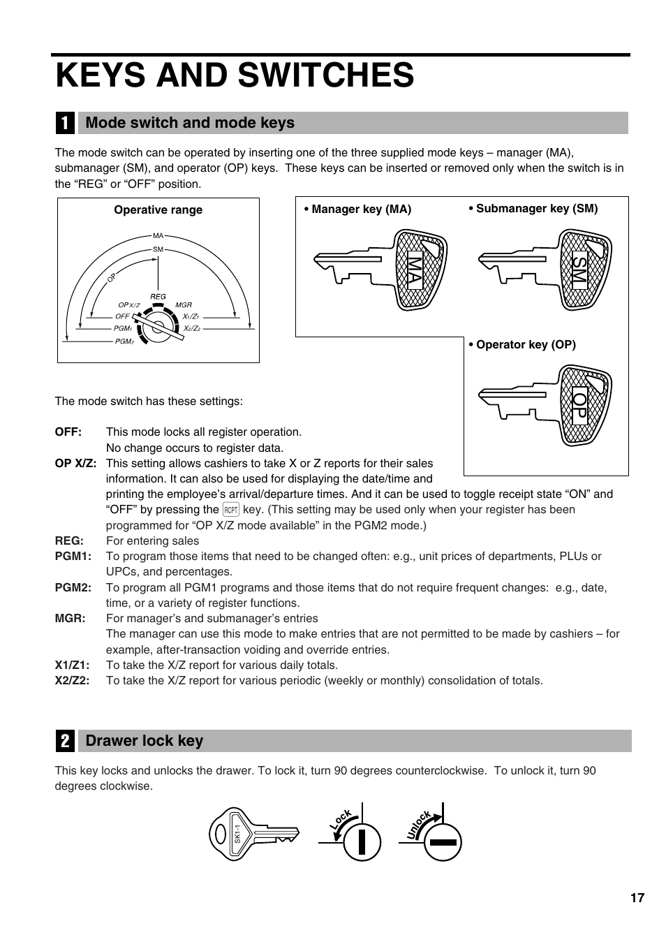 Keys and switches, 1ma sm op | Sharp ER-A520 User Manual | Page 19 / 229