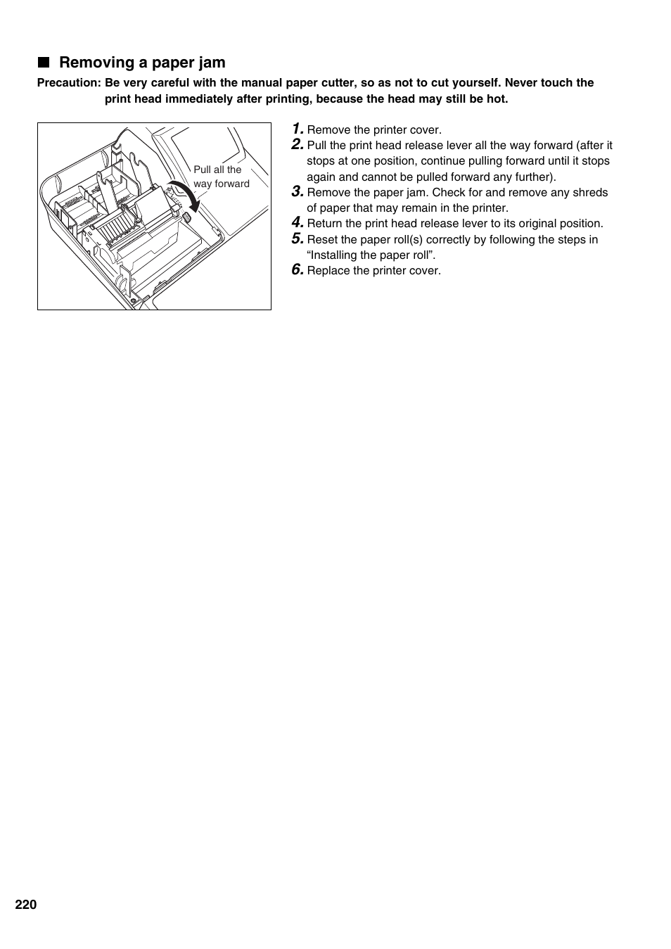 Removing a paper jam | Sharp ER-A520 User Manual | Page 222 / 229
