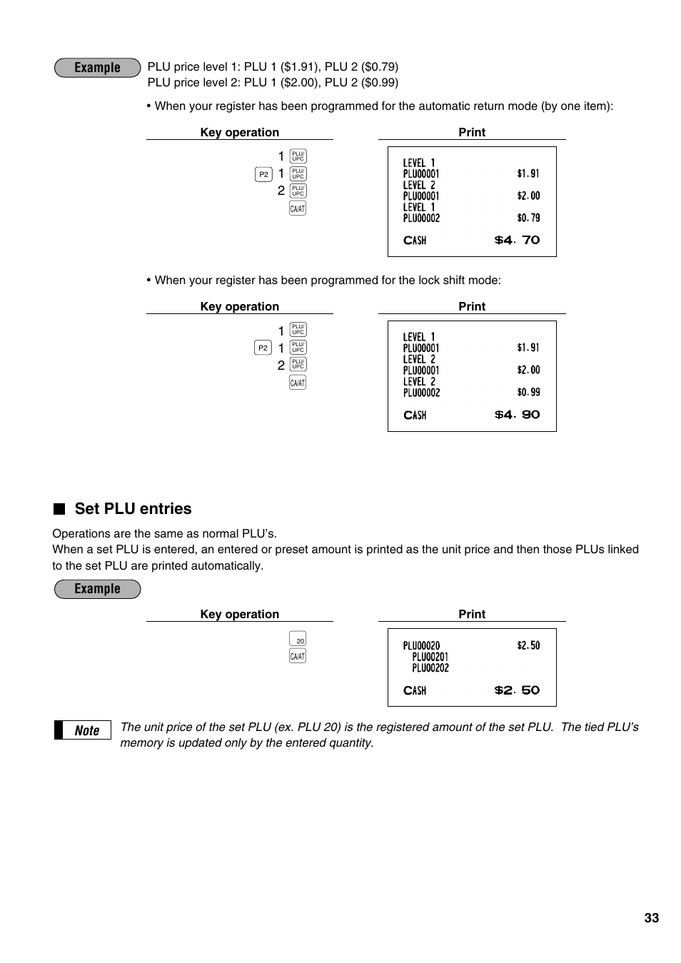 Set plu entries | Sharp ER-A520 User Manual | Page 35 / 229