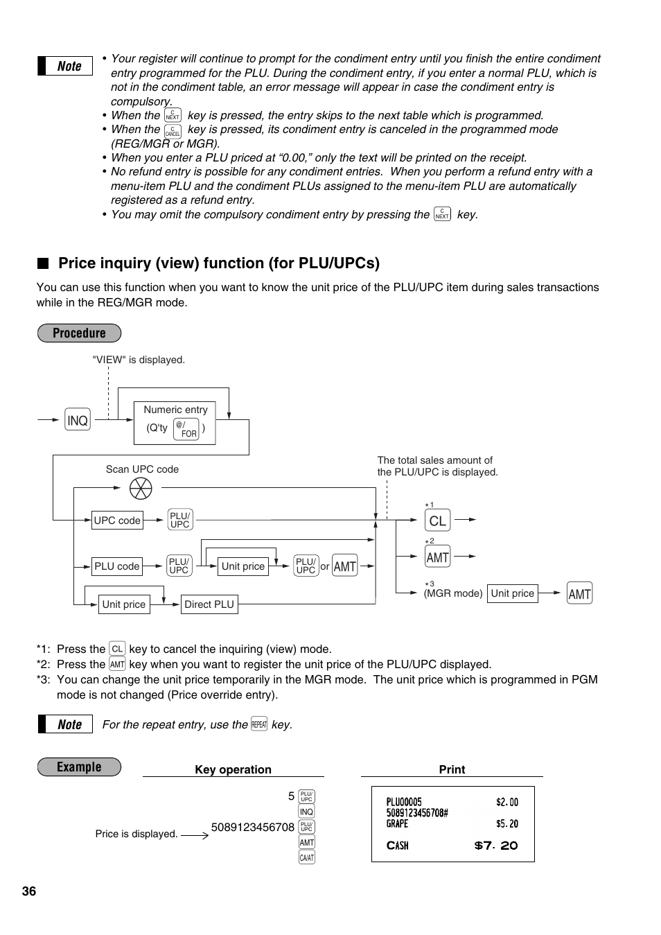 Cе е е, På c, Price inquiry (view) function (for plu/upcs) | Sharp ER-A520 User Manual | Page 38 / 229