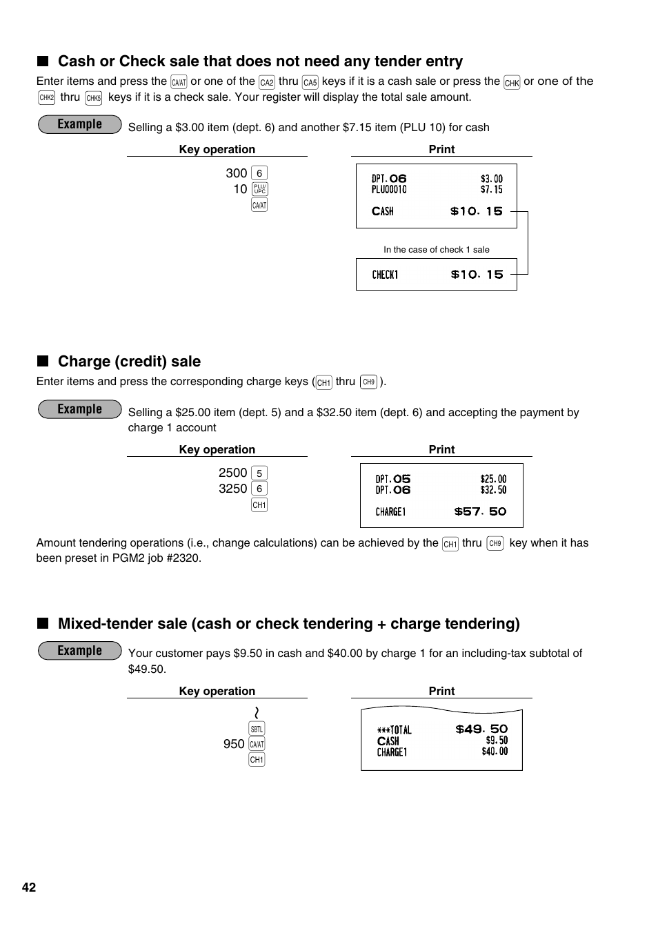 Charge (credit) sale | Sharp ER-A520 User Manual | Page 44 / 229