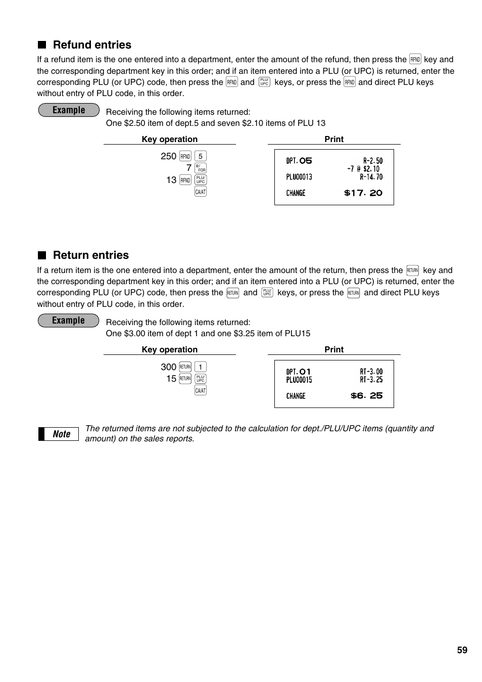 П t a, Пp a, Refund entries | Return entries | Sharp ER-A520 User Manual | Page 61 / 229