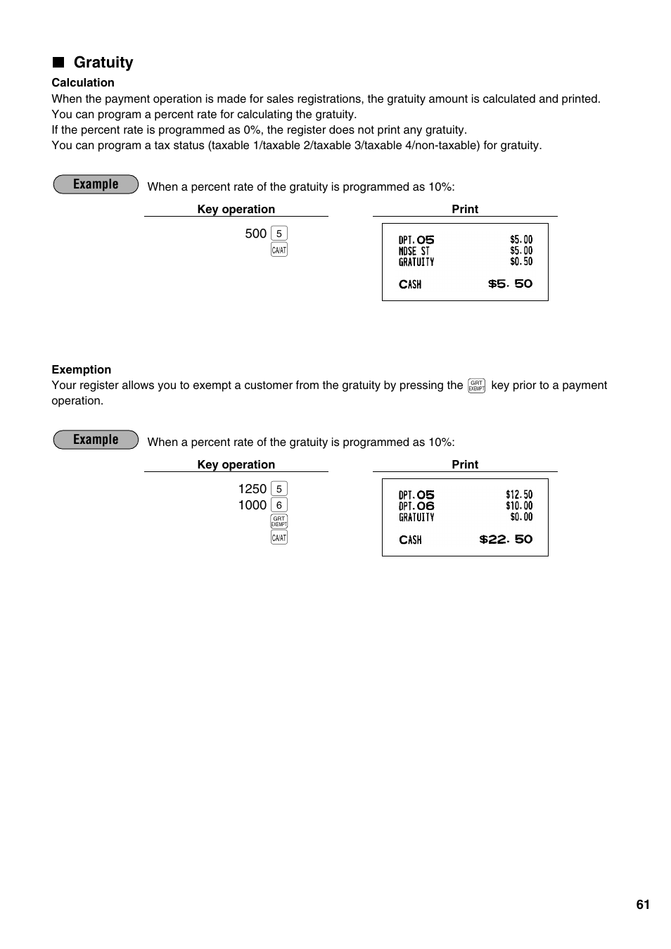Gratuity | Sharp ER-A520 User Manual | Page 63 / 229