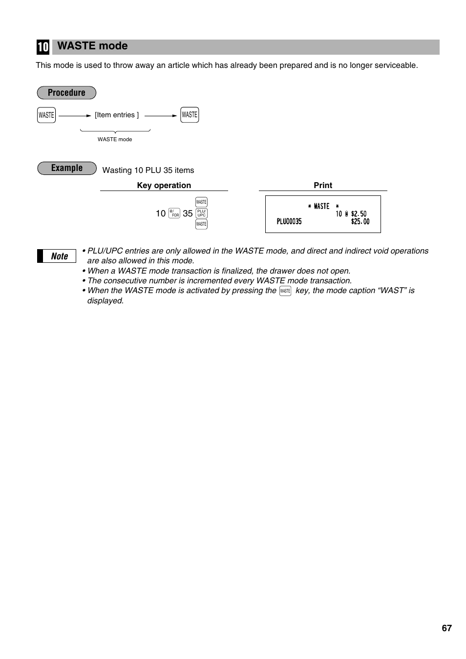 Waste mode | Sharp ER-A520 User Manual | Page 69 / 229