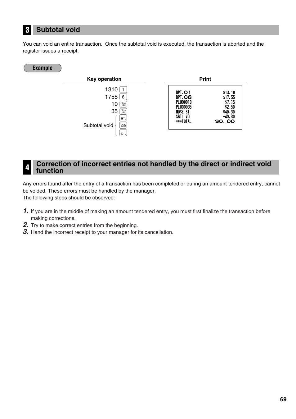 Pı v ı, Subtotal void | Sharp ER-A520 User Manual | Page 71 / 229