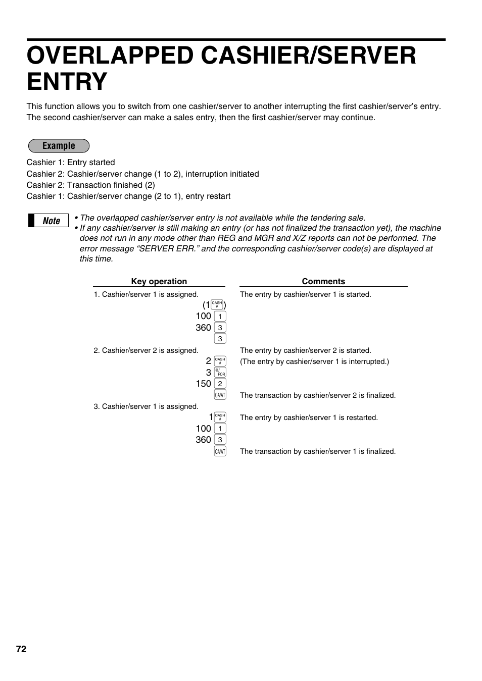 Overlapped cashier/server entry | Sharp ER-A520 User Manual | Page 74 / 229
