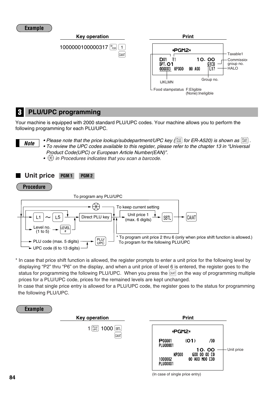 Unit price, Plu/upc programming | Sharp ER-A520 User Manual | Page 86 / 229