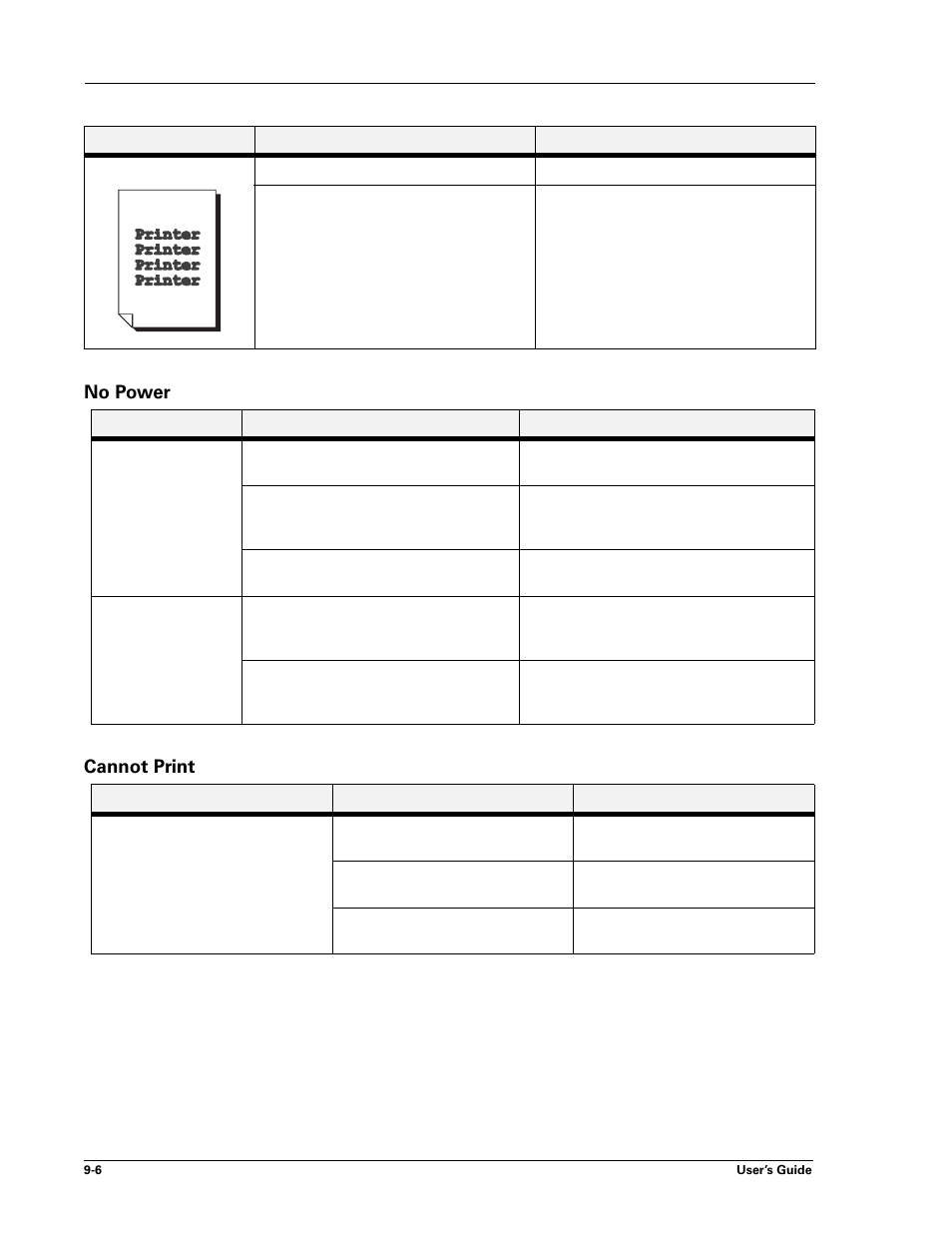 No power, Cannot print, No power -6 cannot print -6 | No power cannot print | Sharp DX-B450P User Manual | Page 116 / 146