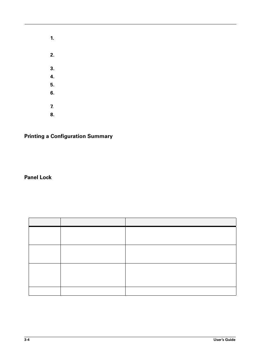 Printing a configuration summary, Panel lock, Printing a configuration summary -4 panel lock -4 | Printing a, Configuration summary | Sharp DX-B450P User Manual | Page 30 / 146