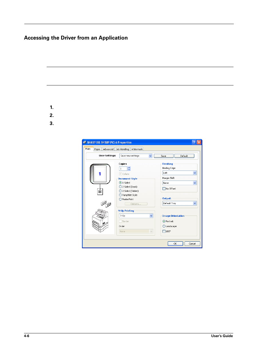 Accessing the driver from an application, Accessing the driver from an application -6, Accessing the | Driver from an application | Sharp DX-B450P User Manual | Page 52 / 146