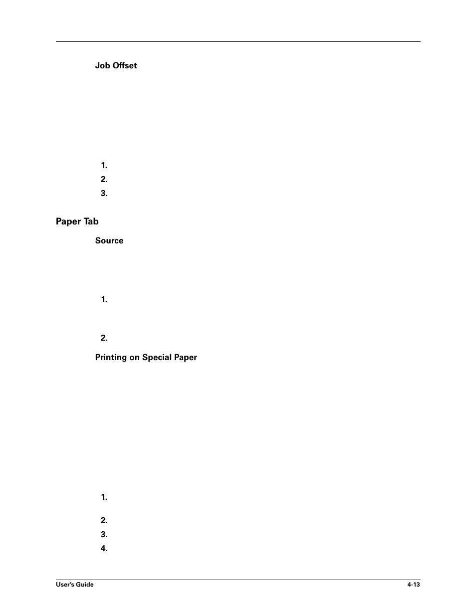 Job offset, Paper tab, Source | Printing on special paper, Job offset -13, Paper tab -13, Source -13 printing on special paper -13 | Sharp DX-B450P User Manual | Page 59 / 146