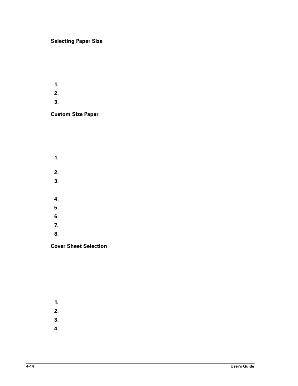 Selecting paper size, Custom size paper, Cover sheet selection | Sharp DX-B450P User Manual | Page 60 / 146