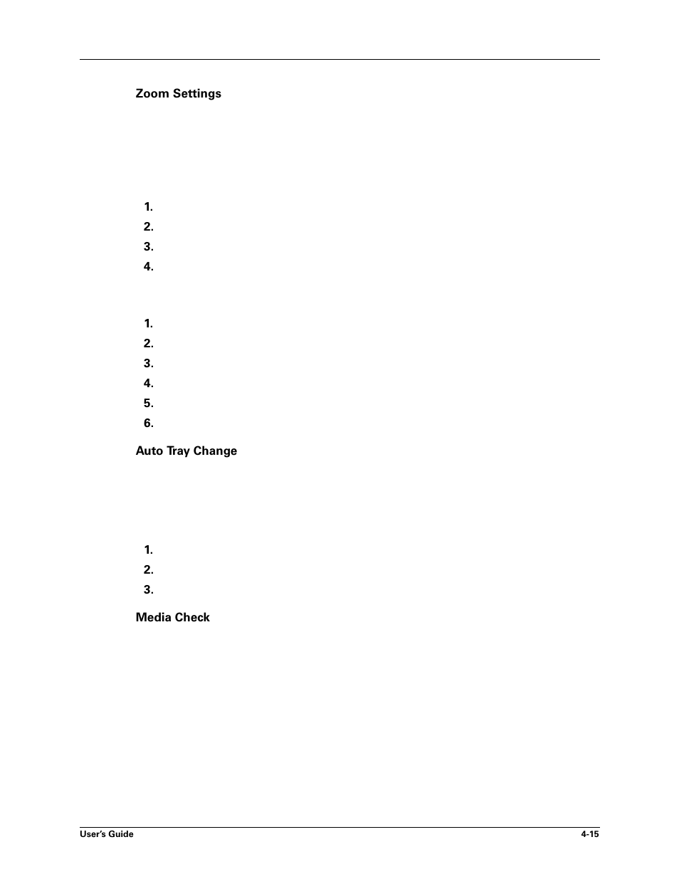 Zoom settings, Auto tray change, Media check | Sharp DX-B450P User Manual | Page 61 / 146
