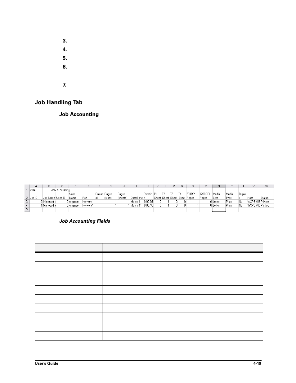 Job handling tab, Job accounting, Job handling tab -19 | Job accounting -19, Job accounting fields -19 | Sharp DX-B450P User Manual | Page 65 / 146