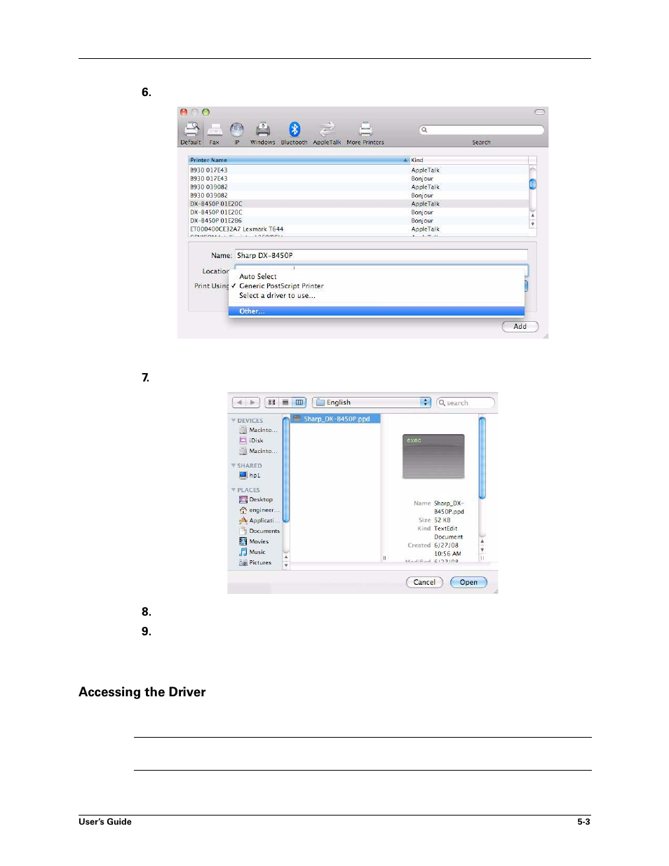 Accessing the driver, Accessing the driver -3, Accessing the | Driver | Sharp DX-B450P User Manual | Page 71 / 146