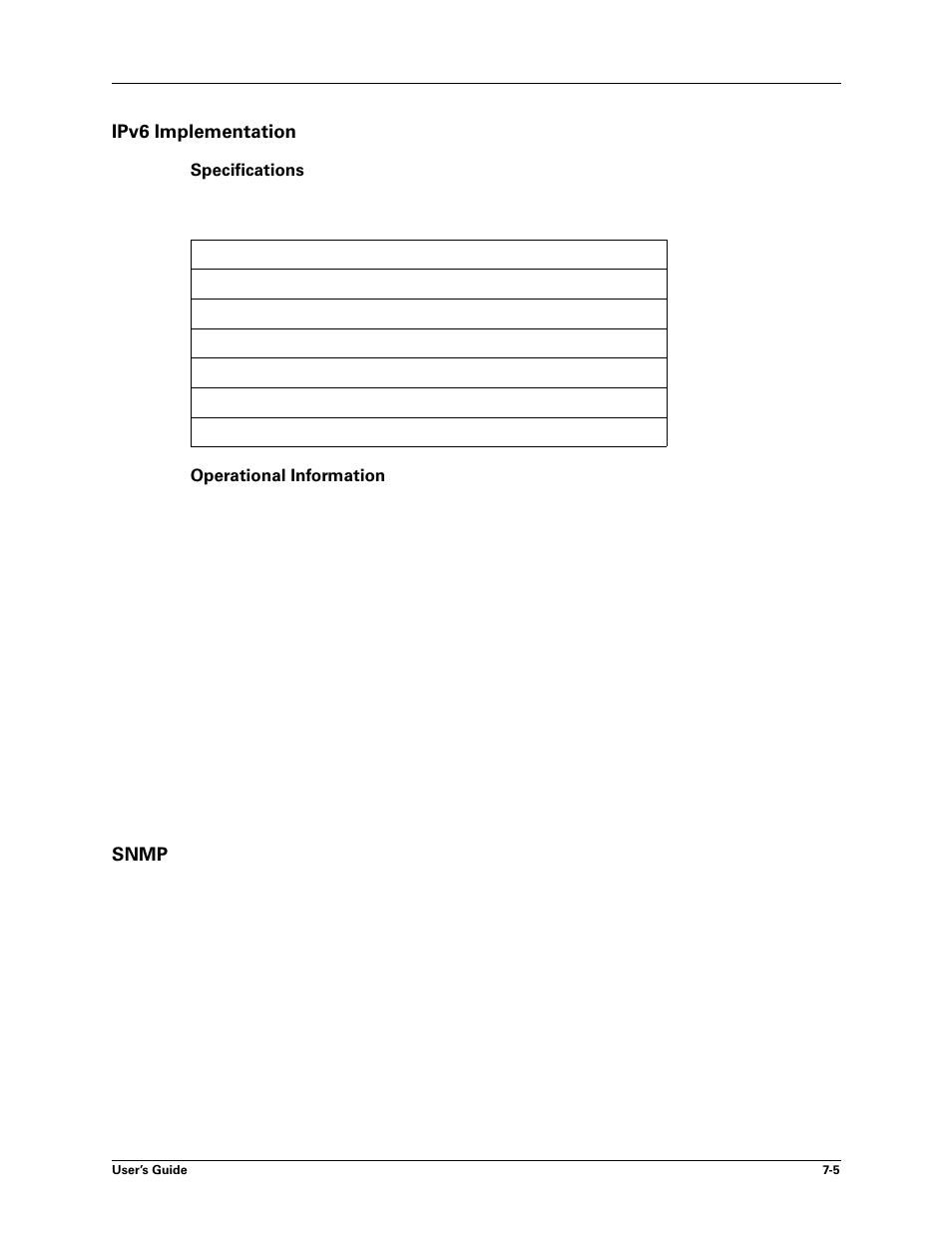 Ipv6 implementation, Specifications, Operational information | Snmp, Ipv6 implementation -5, Specifications -5 operational information -5, Snmp -5, Ipv6, Implementation | Sharp DX-B450P User Manual | Page 87 / 146