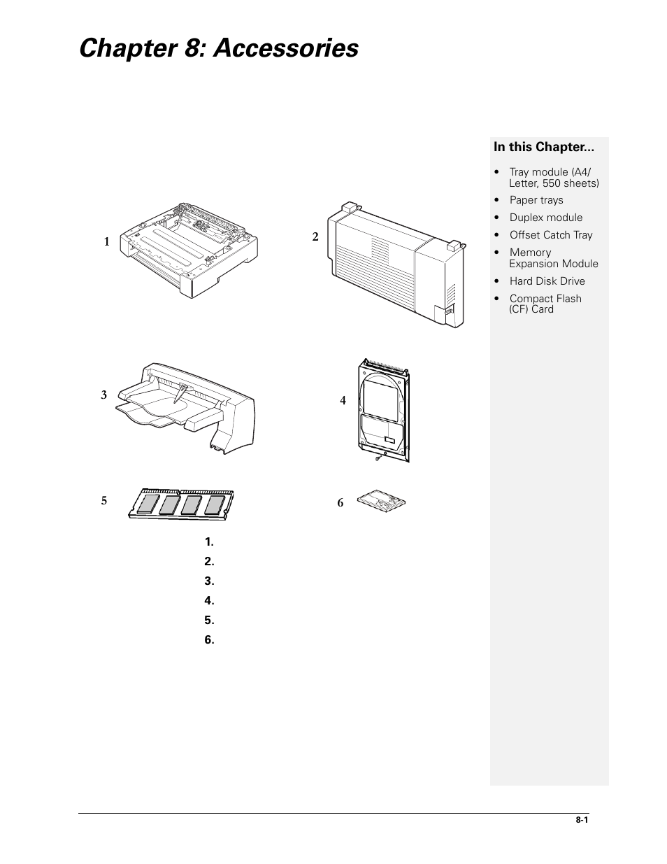 Chapter 8: accessories, 8 accessories -1 | Sharp DX-B450P User Manual | Page 89 / 146