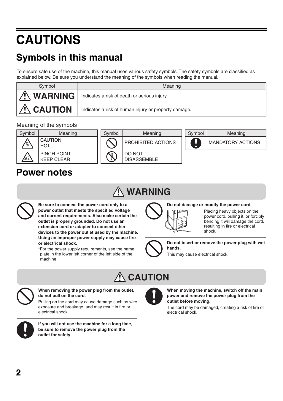 Cautions, Warning, Caution | Warning caution | Sharp CINSE4653DS51 User Manual | Page 4 / 56
