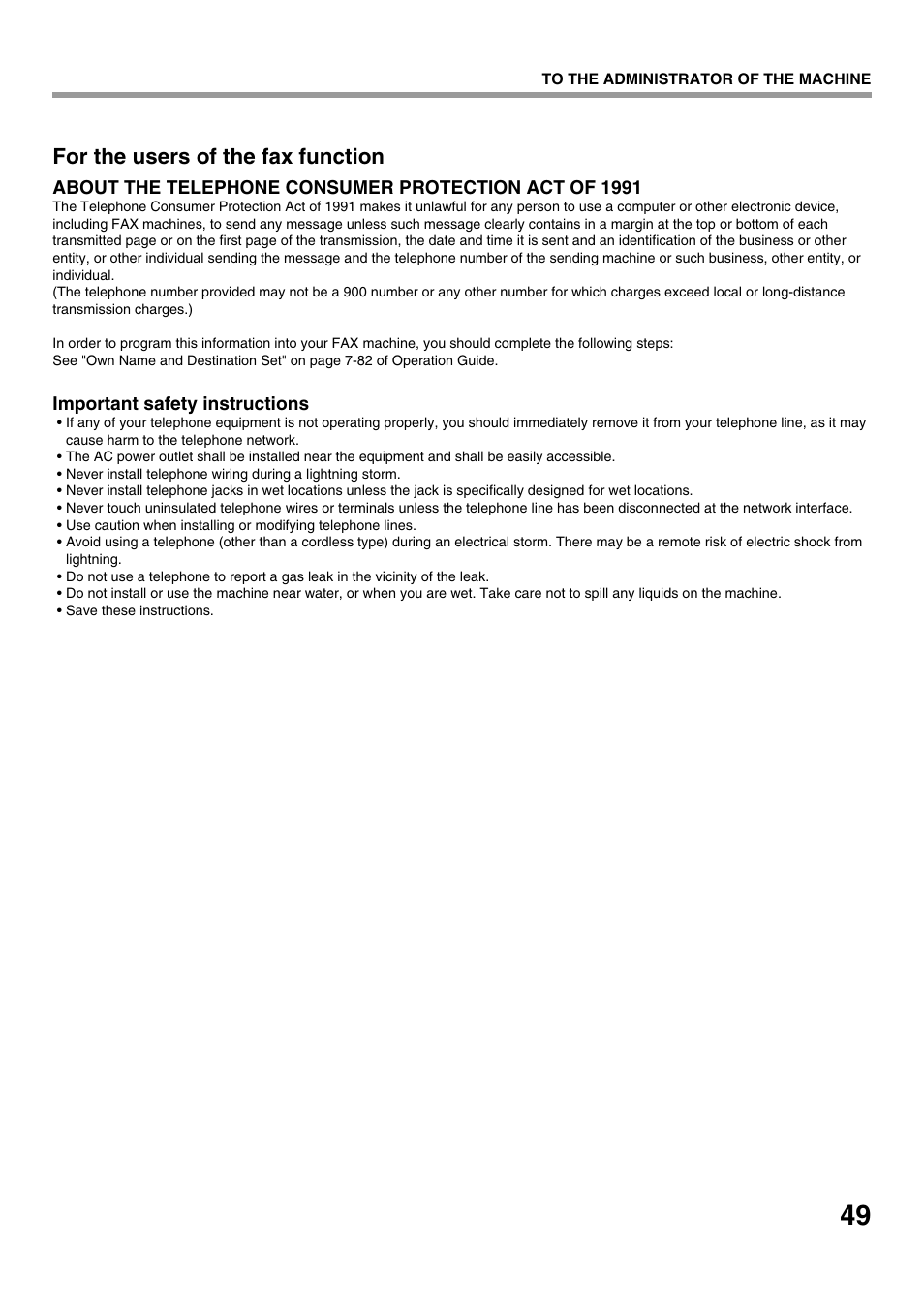 For the users of the fax function | Sharp CINSE4653DS51 User Manual | Page 51 / 56