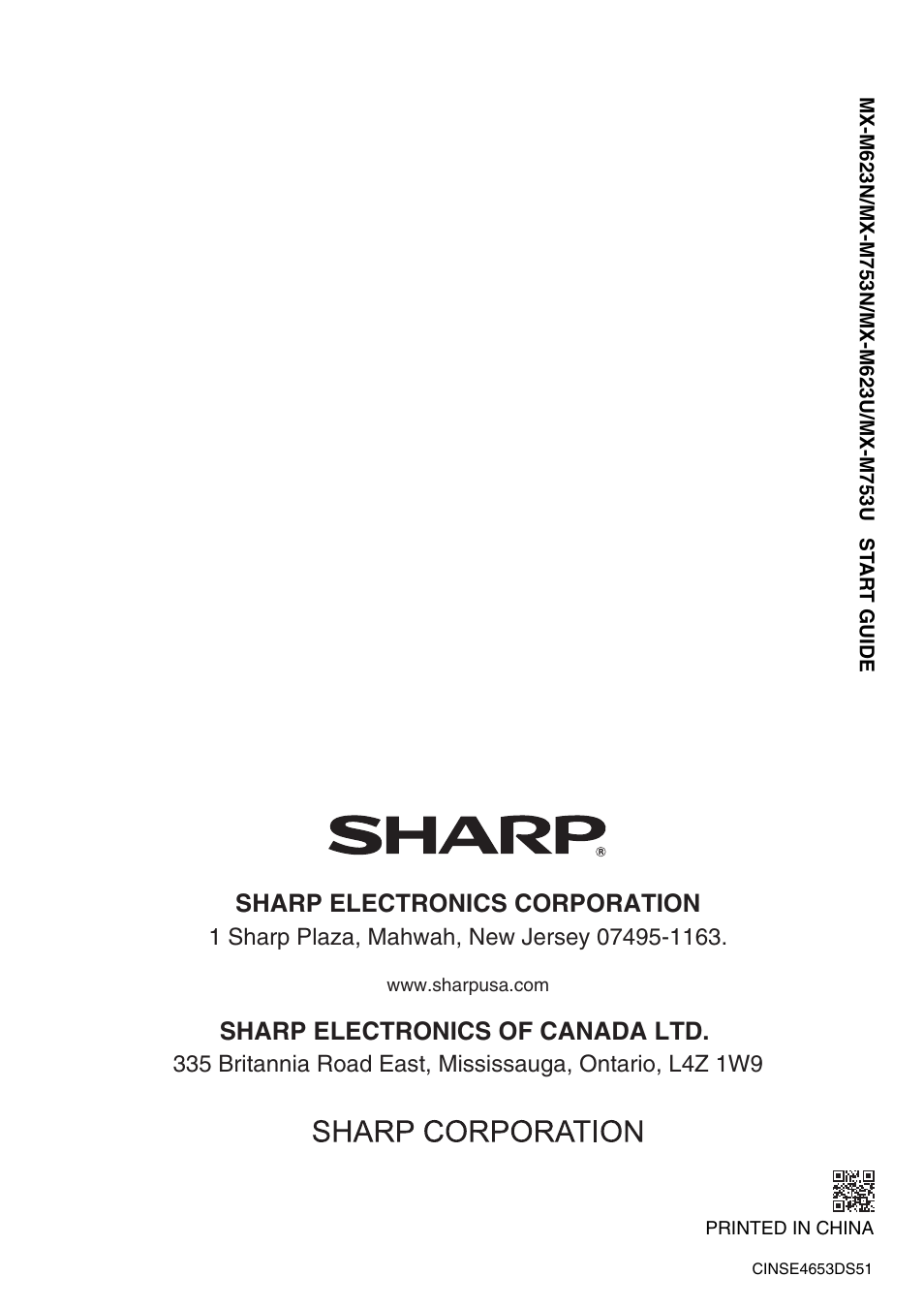 Sharp electronics corporation, Sharp electronics of canada ltd | Sharp CINSE4653DS51 User Manual | Page 56 / 56
