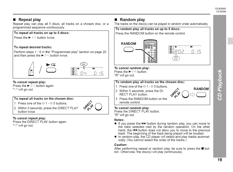 Repeat play | Sharp CD-ES99 User Manual | Page 19 / 36