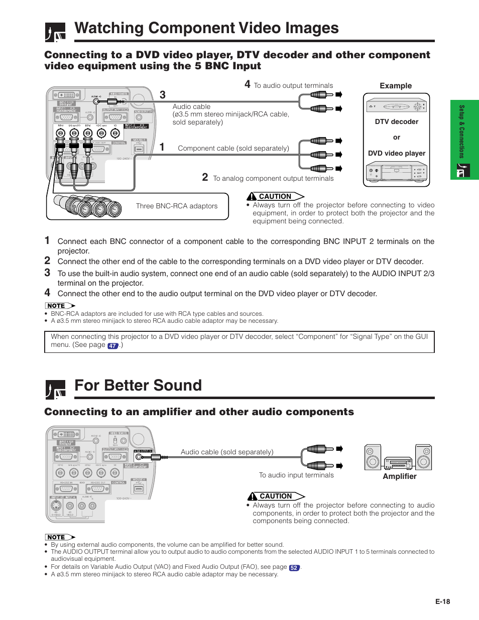 Watching component video images, For better sound | Sharp XG-P20XU User Manual | Page 19 / 83
