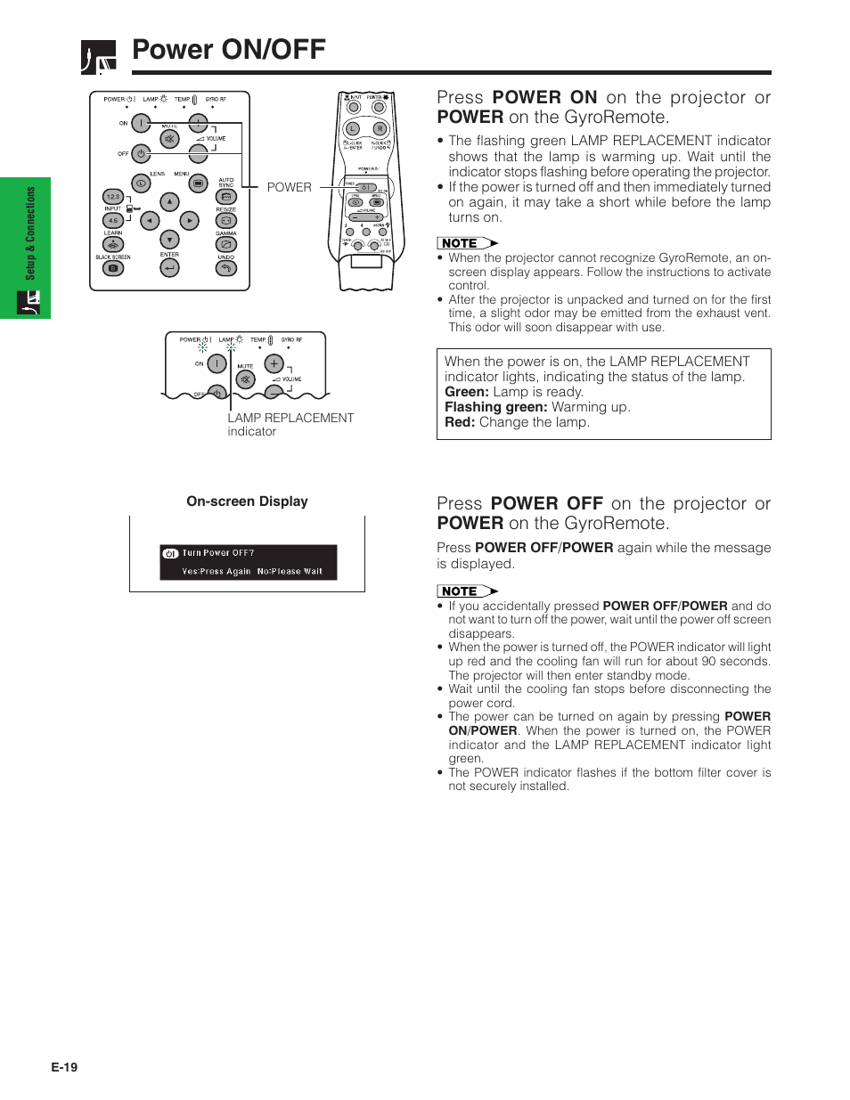 Power on/off | Sharp XG-P20XU User Manual | Page 20 / 83