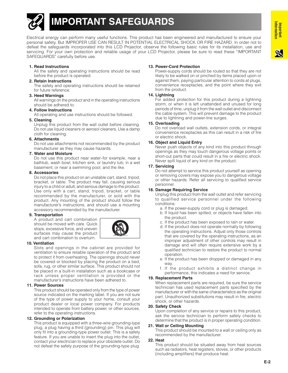 Important safeguards | Sharp XG-P20XU User Manual | Page 3 / 83