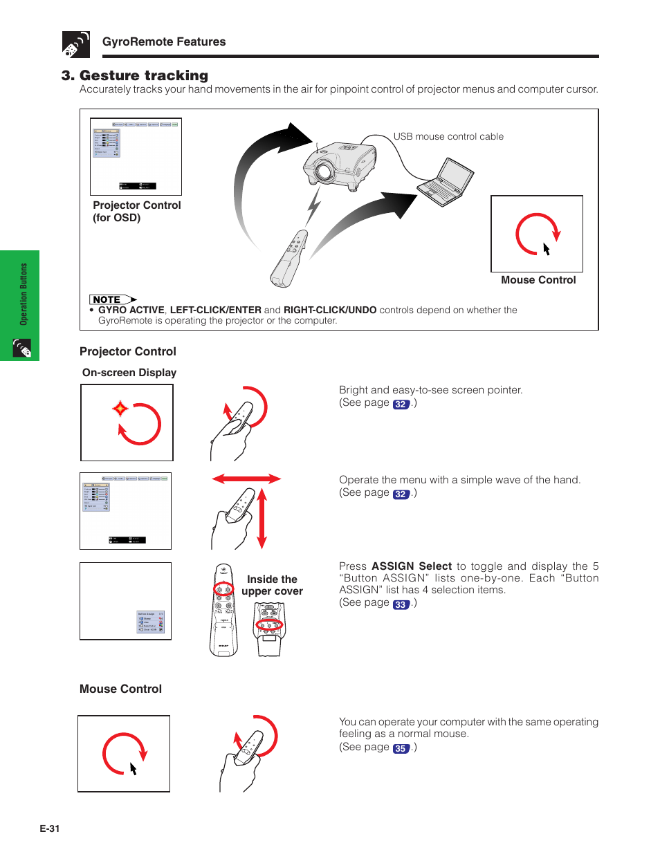 Gesture tracking | Sharp XG-P20XU User Manual | Page 32 / 83