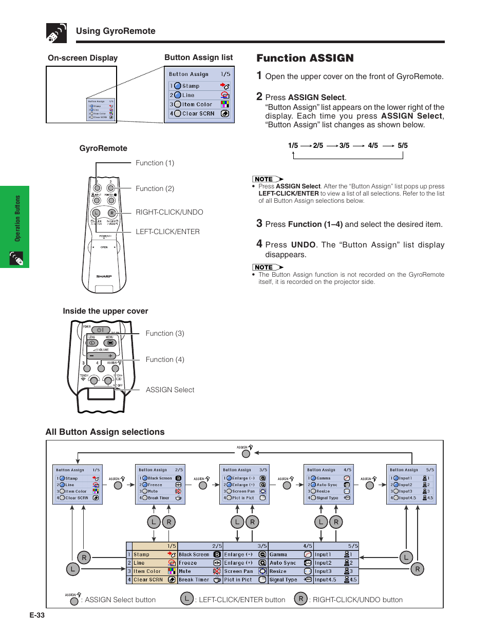 Function assign | Sharp XG-P20XU User Manual | Page 34 / 83