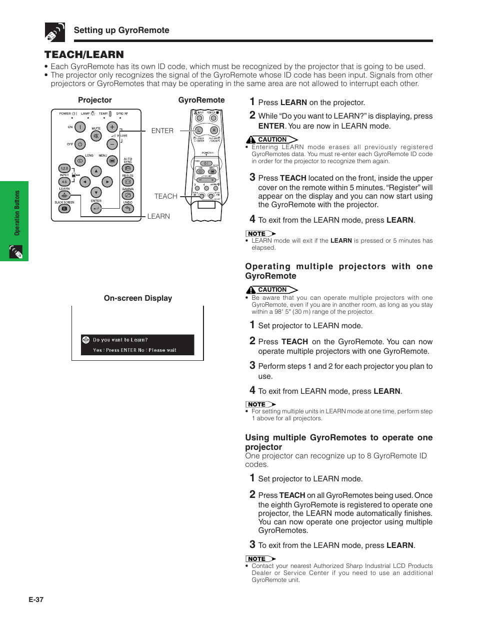Teach/learn | Sharp XG-P20XU User Manual | Page 38 / 83