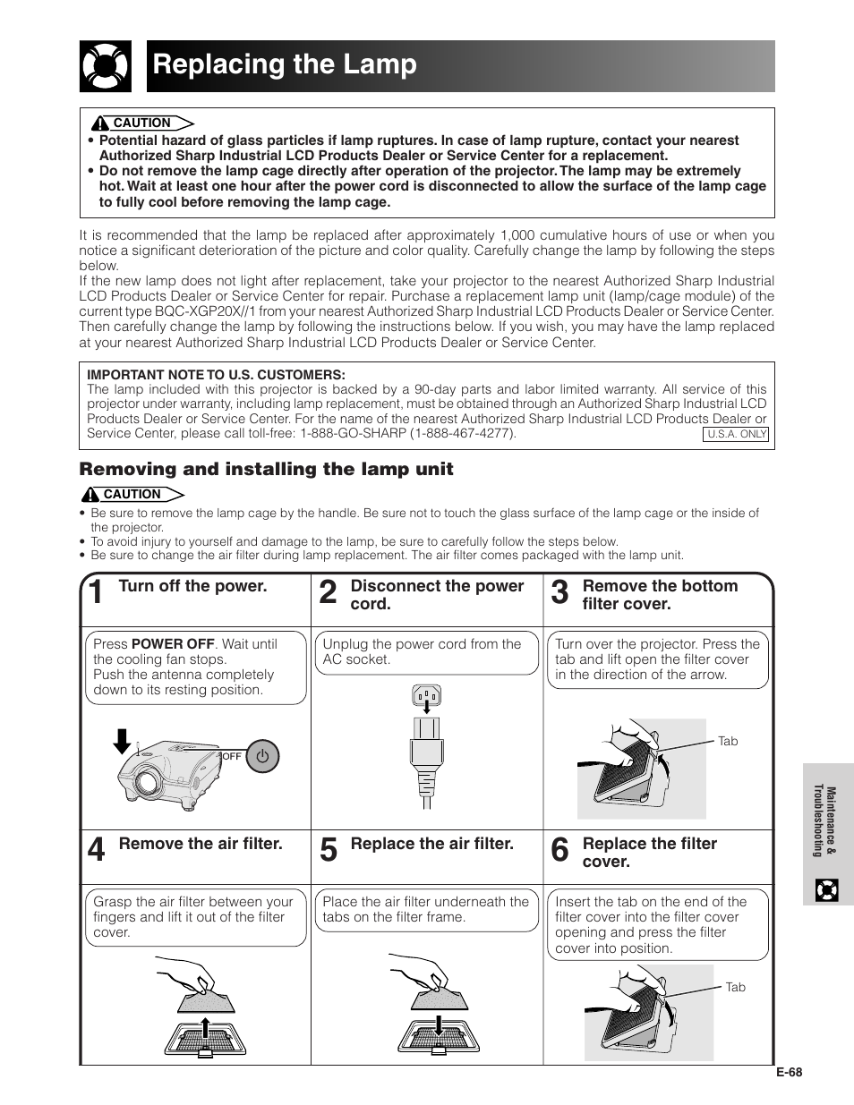 Replacing the lamp | Sharp XG-P20XU User Manual | Page 69 / 83