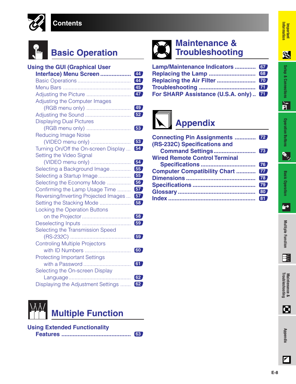 Sharp XG-P20XU User Manual | Page 9 / 83