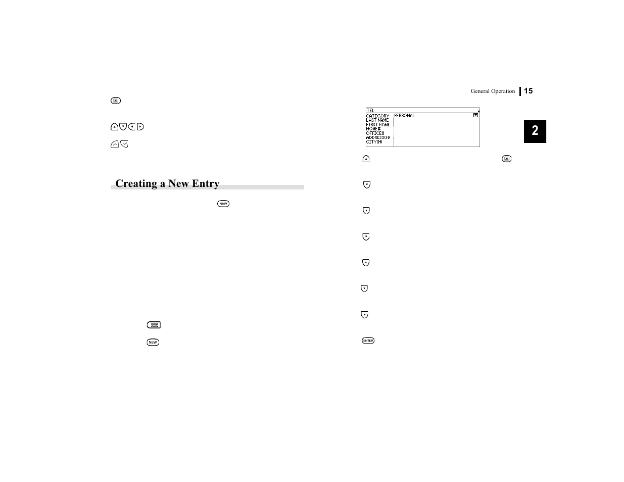 Creating a new entry | Sharp OZ-770 User Manual | Page 17 / 91