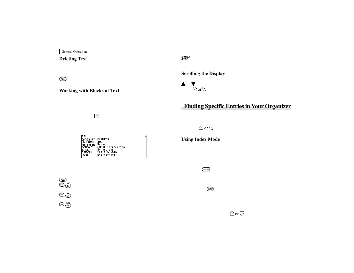 Finding specific entries in your organizer | Sharp OZ-770 User Manual | Page 20 / 91