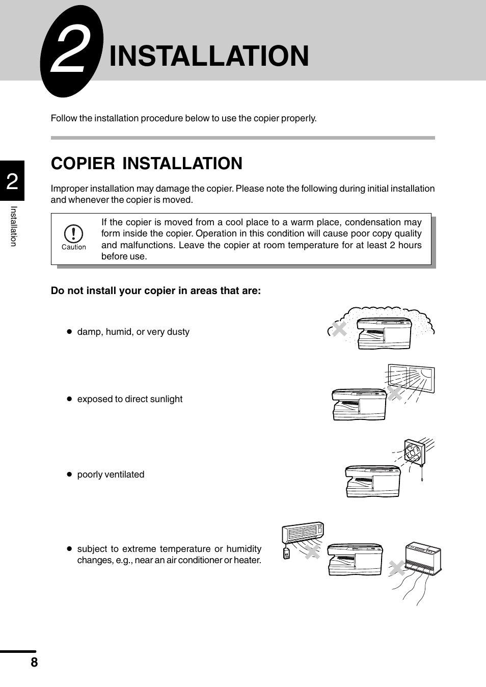 Installation, Copier installation | Sharp AL-1340 User Manual | Page 10 / 46