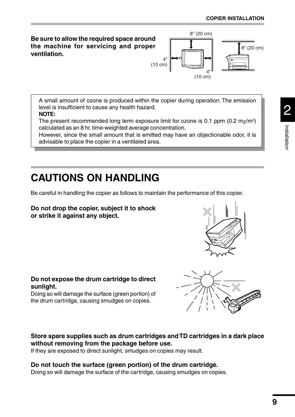 Cautions on handling | Sharp AL-1340 User Manual | Page 11 / 46