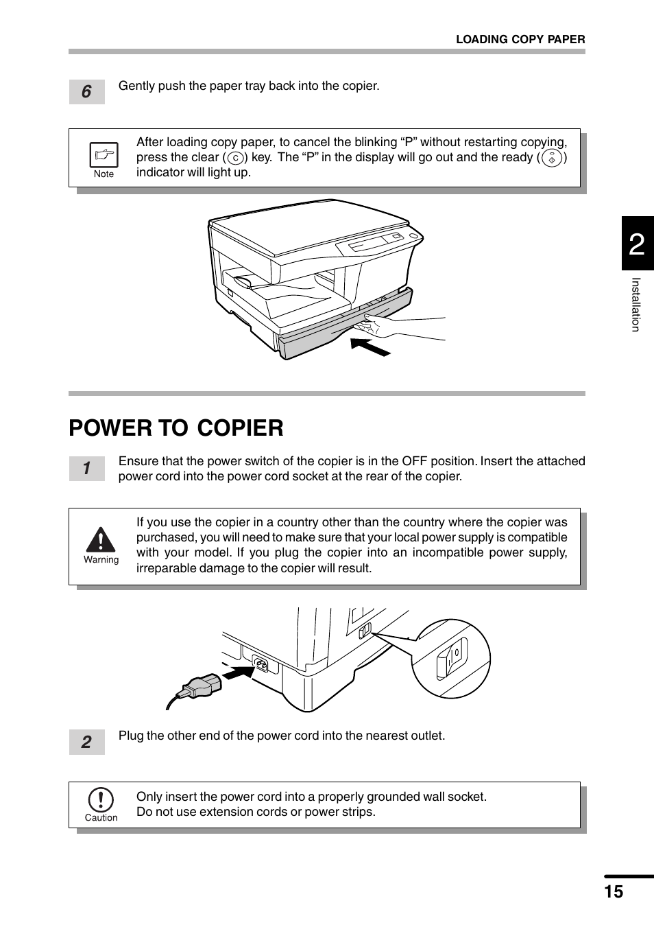 Power to copier | Sharp AL-1340 User Manual | Page 17 / 46