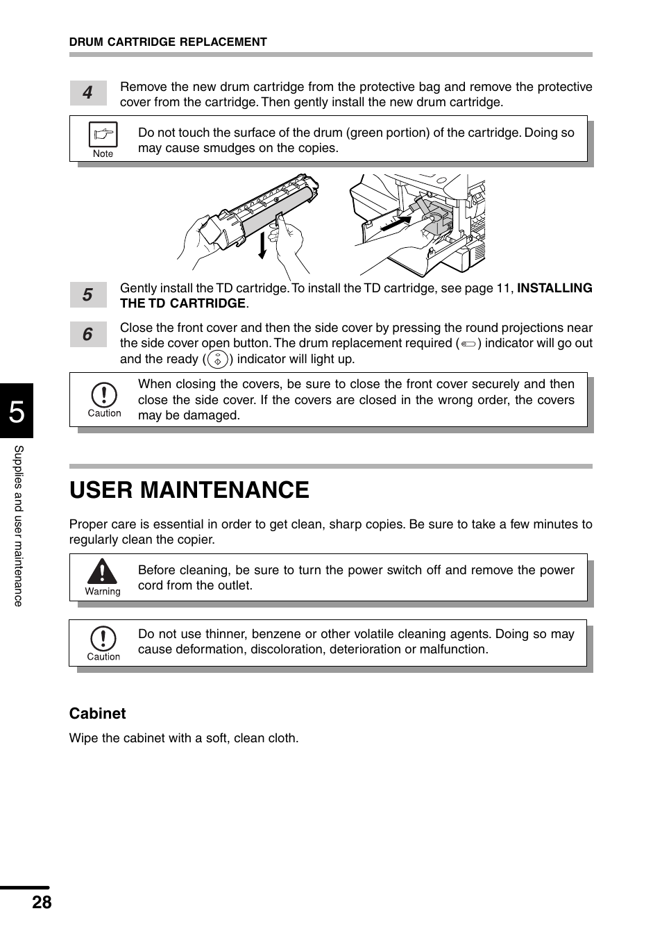 User maintenance | Sharp AL-1340 User Manual | Page 30 / 46