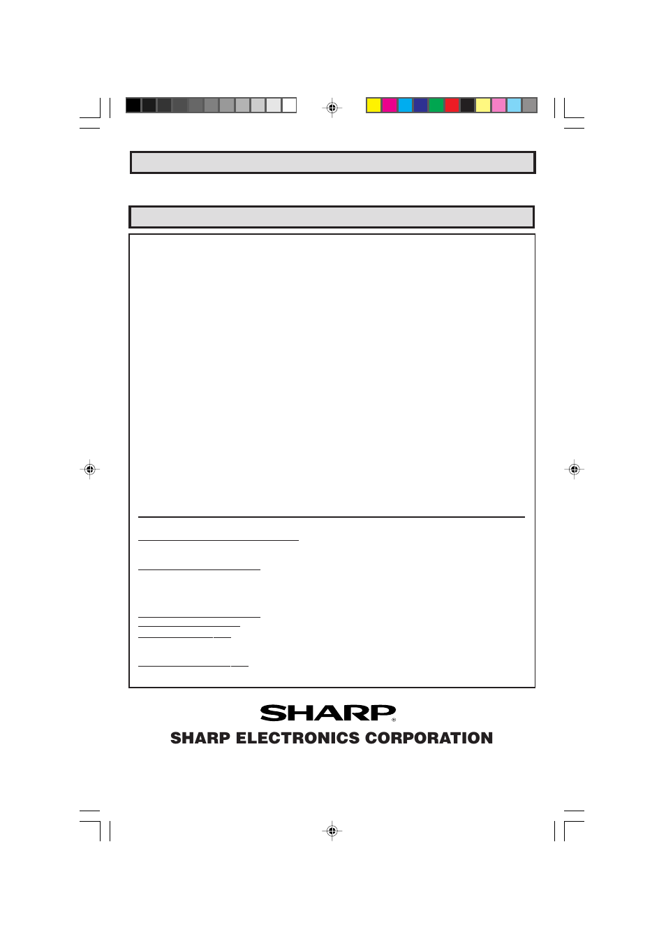 Sharp electronics corporation, Calling for service limited warranty | Sharp 13L-M100B User Manual | Page 28 / 28