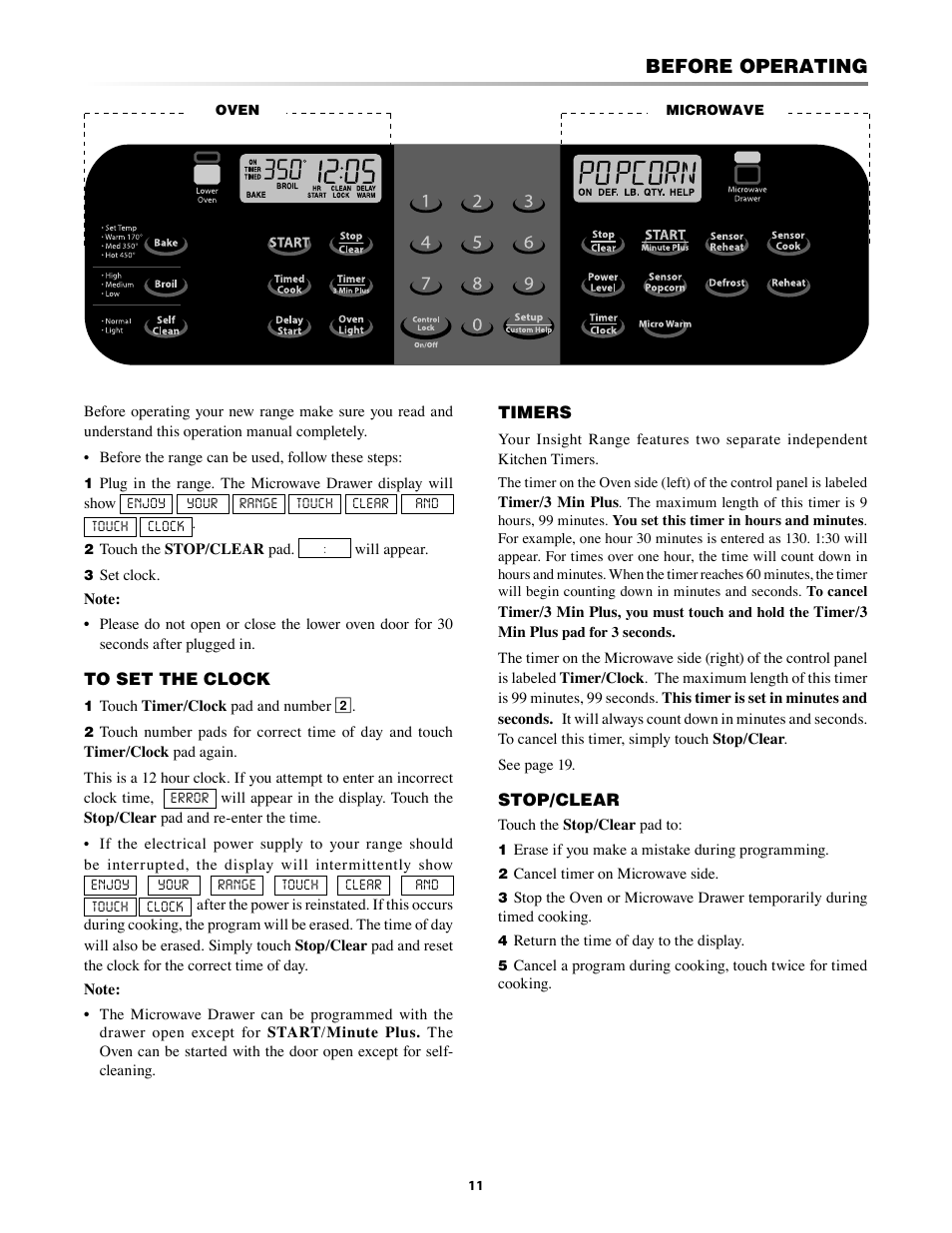 To set the clock, Op/clear, Before operating | Sharp KB-3300JS User Manual | Page 11 / 32