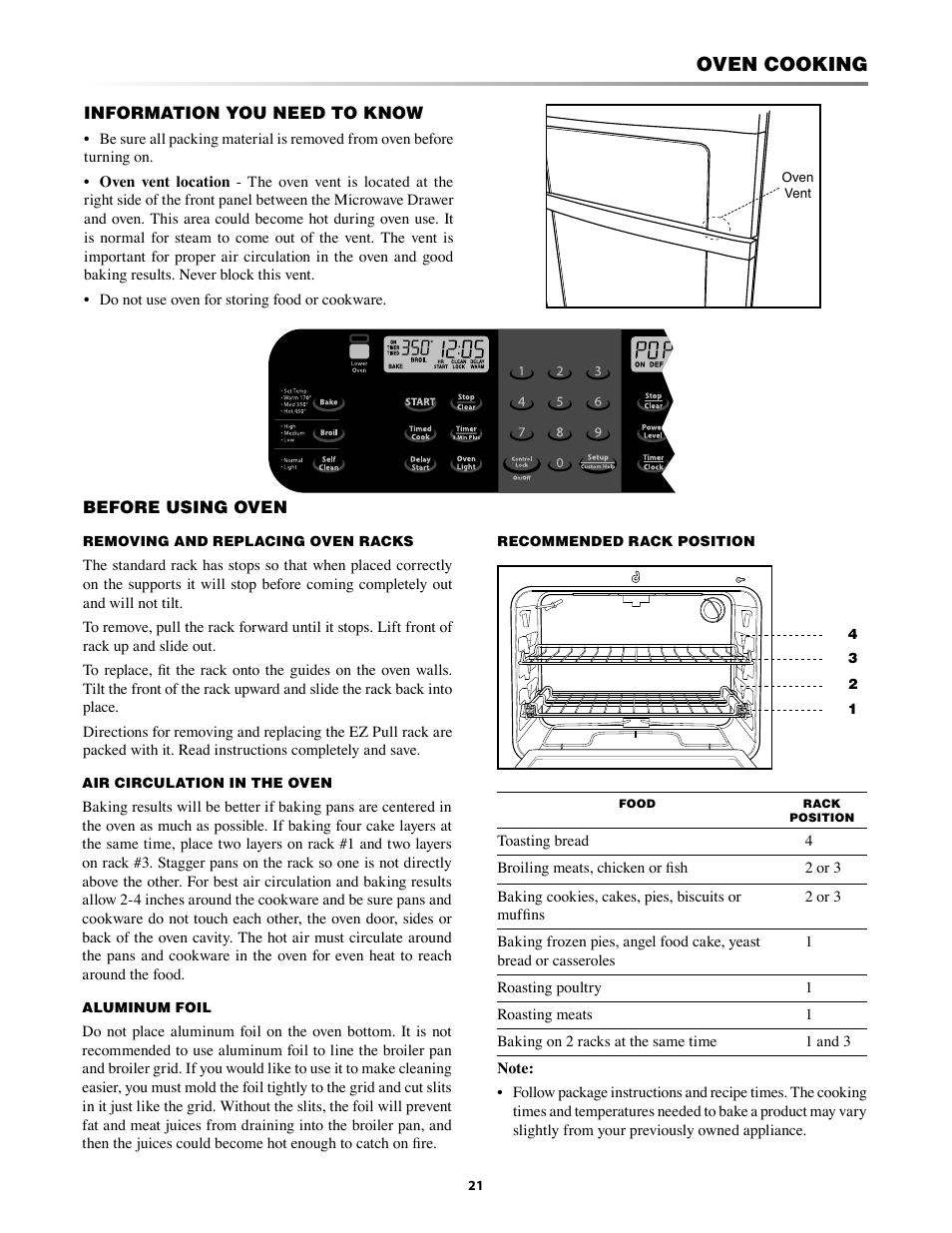 Oven cooking -24, You need to know, Oven cooking | Sharp KB-3300JS User Manual | Page 21 / 32