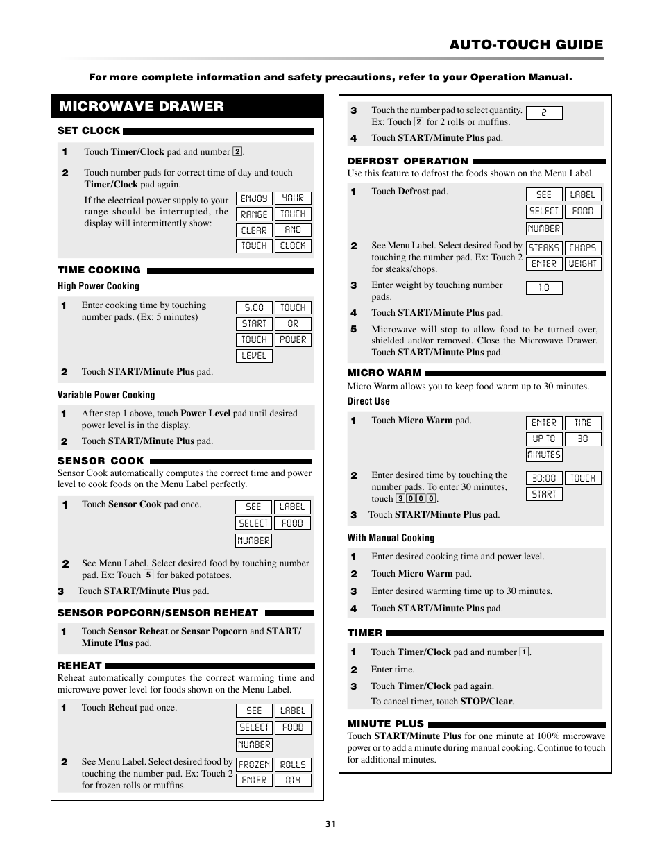 Auto-touch guide, Microwave drawer | Sharp KB-3300JS User Manual | Page 31 / 32