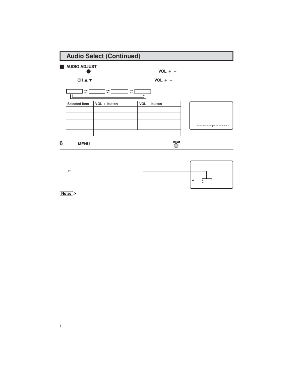 Audio select (continued) | Sharp 32C540 User Manual | Page 14 / 47