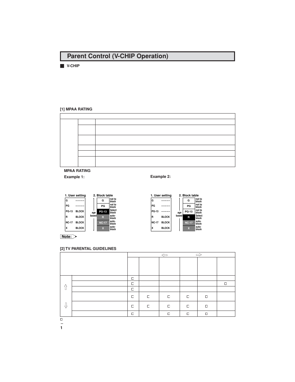 Parent control (v-chip operation) | Sharp 32C540 User Manual | Page 16 / 47