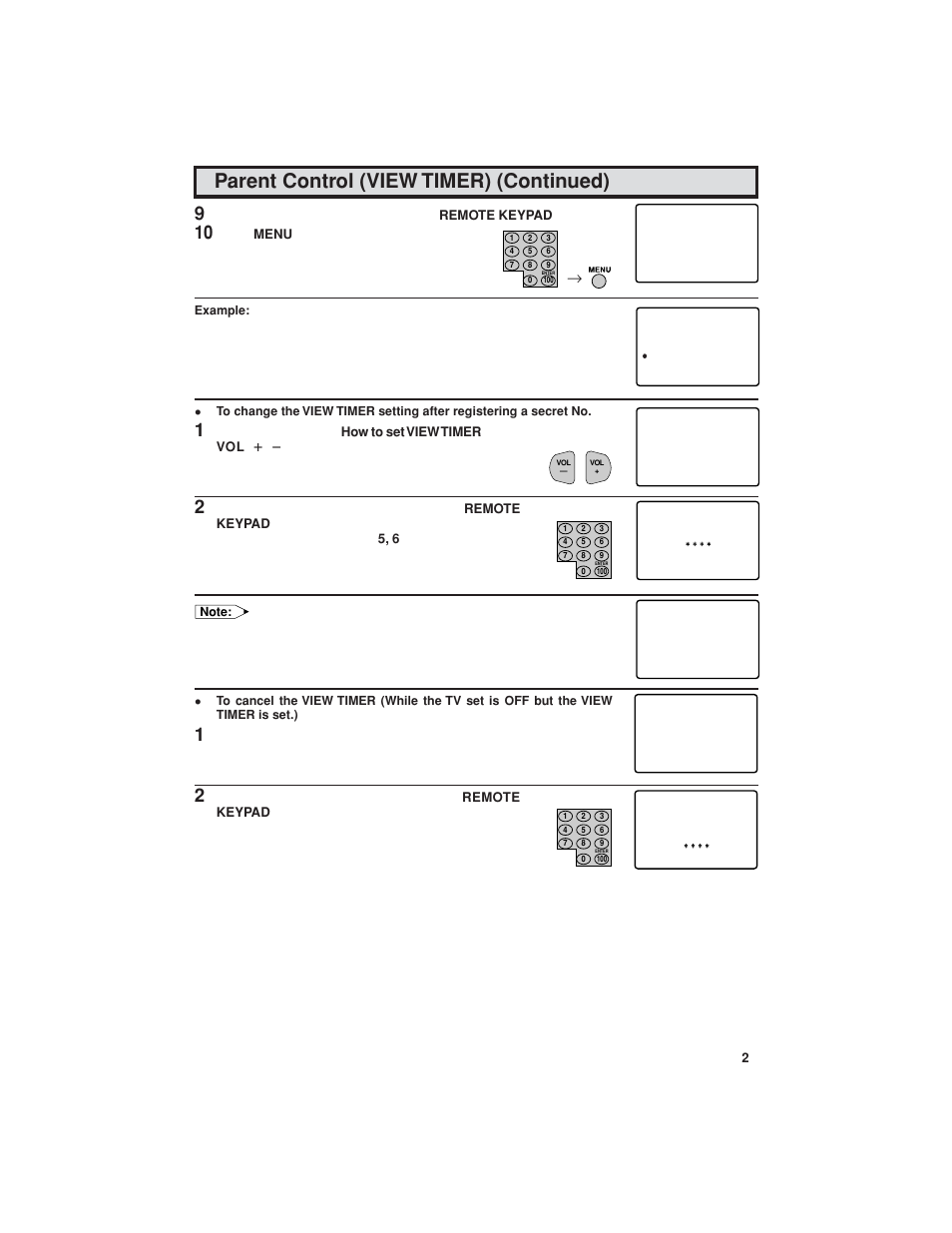 Parent control (view timer) (continued) | Sharp 32C540 User Manual | Page 25 / 47