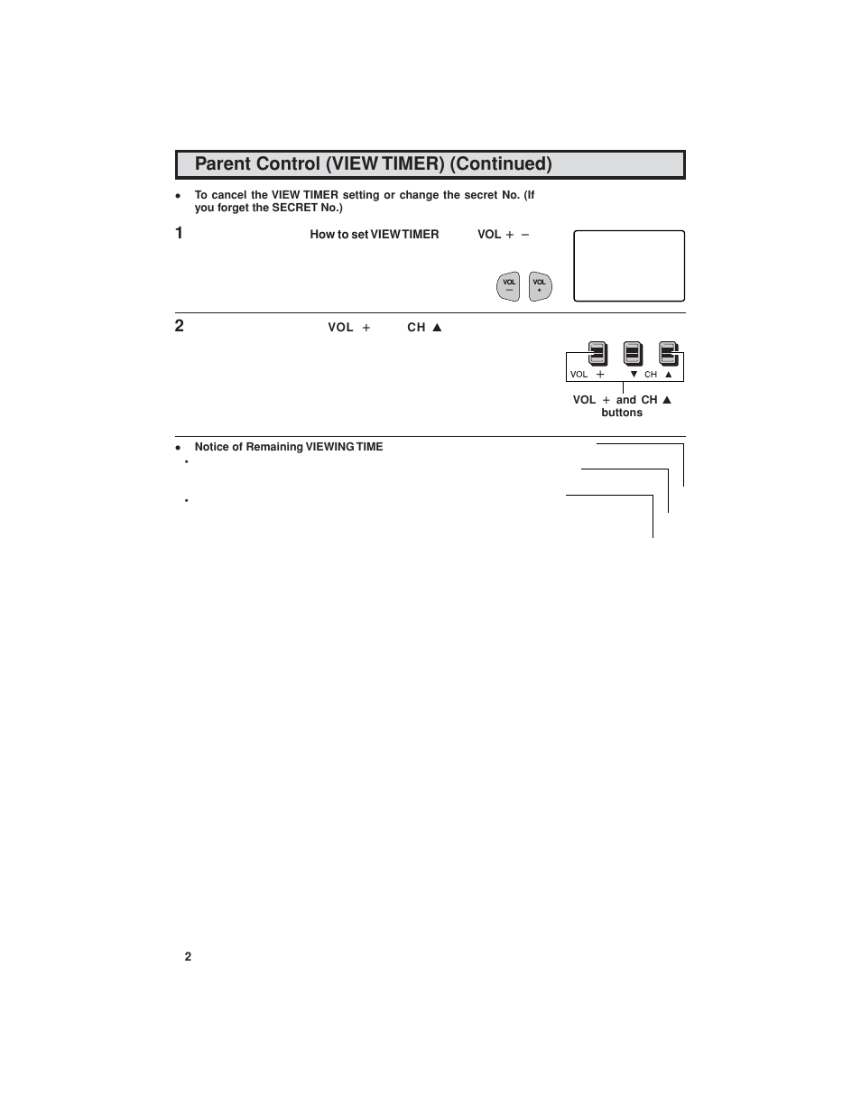 Parent control (view timer) (continued) | Sharp 32C540 User Manual | Page 26 / 47